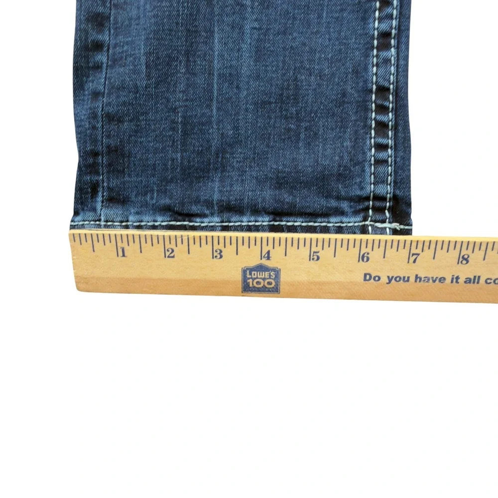 Buckle Black Fit No 3 Straight Leg Jeans Mens 29R Dark Wash Contrast Stitch Blue